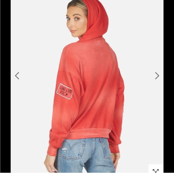 Lauren Moshi Poison Band Hoodie in Red Wash with Crystal Embellishments - Picture 3 of 8